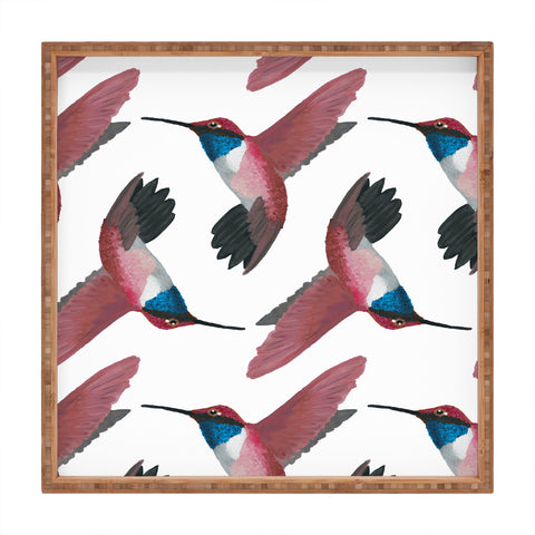 mele_artanddesign Red Hummingbird Square Tray