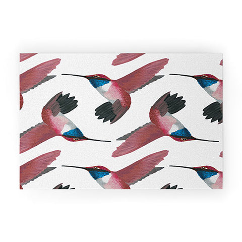 mele_artanddesign Red Hummingbird Welcome Mat