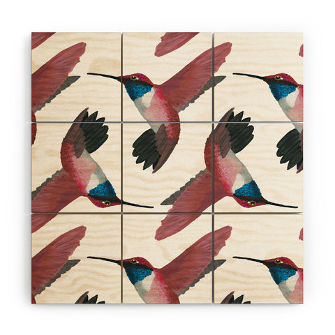 mele_artanddesign Red Hummingbird Wood Wall Mural