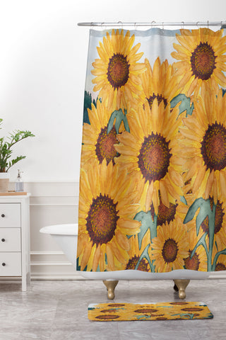 mele_artanddesign Sunflower07 Shower Curtain And Mat