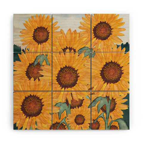 mele_artanddesign Sunflower07 Wood Wall Mural