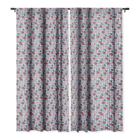 mele_artanddesign Watercolor Cherry Blossom Picnic Blackout Window Curtain