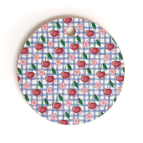 mele_artanddesign Watercolor Cherry Blossom Picnic Cutting Board Round