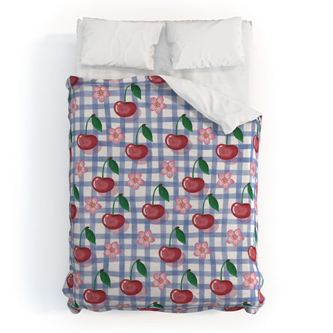 mele_artanddesign Watercolor Cherry Blossom Picnic Duvet Cover