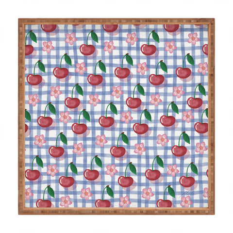 mele_artanddesign Watercolor Cherry Blossom Picnic Square Tray