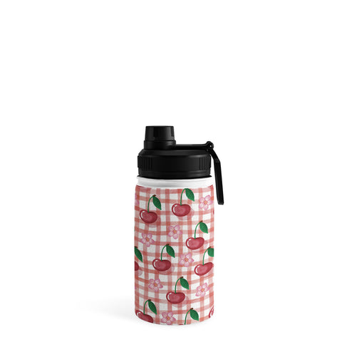 mele_artanddesign Watercolor Cherry Blossom Red Water Bottle