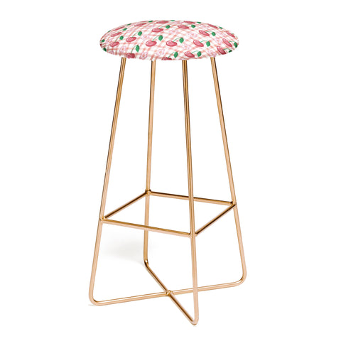 mele_artanddesign Watercolor Cherry Blossom Red Bar Stool