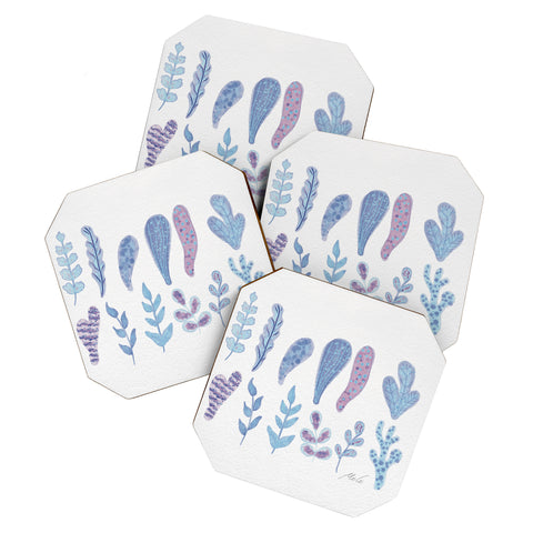 mele_artanddesign Watercolor Corals and Seaweed Coaster Set