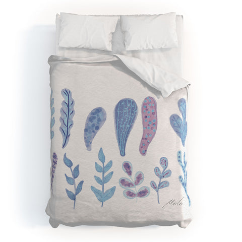 mele_artanddesign Watercolor Corals and Seaweed Duvet Cover