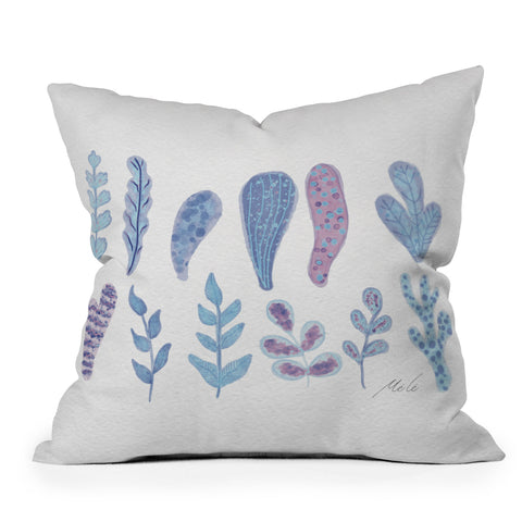 mele_artanddesign Watercolor Corals and Seaweed Outdoor Throw Pillow