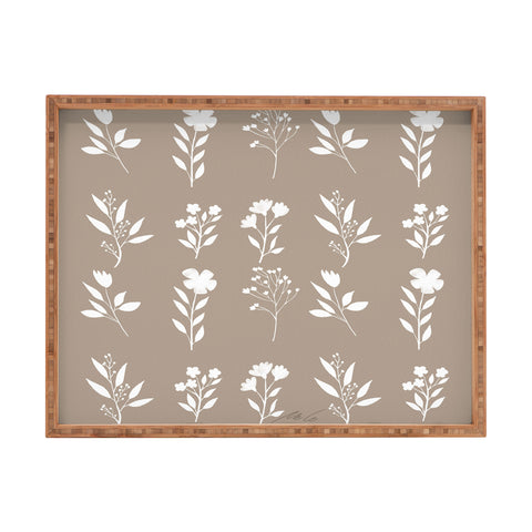 mele_artanddesign White Flower Pattern02 Rectangular Tray