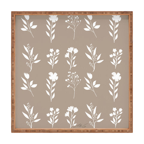 mele_artanddesign White Flower Pattern02 Square Tray