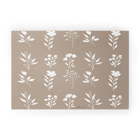mele_artanddesign White Flower Pattern02 Welcome Mat