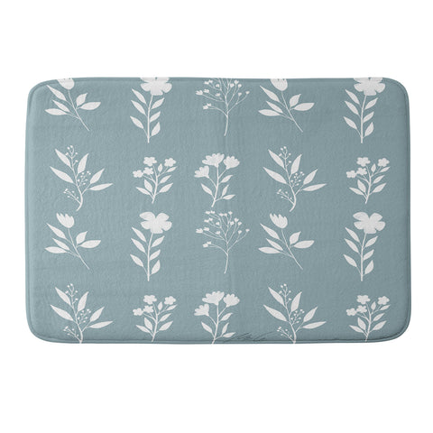 mele_artanddesign White Flower Pattern05 Memory Foam Bath Mat