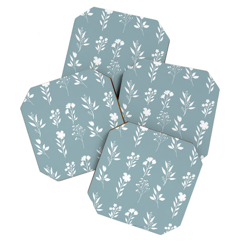 mele_artanddesign White Flower Pattern05 Coaster Set