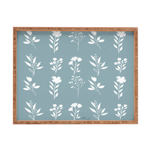 mele_artanddesign White Flower Pattern05 Rectangular Tray