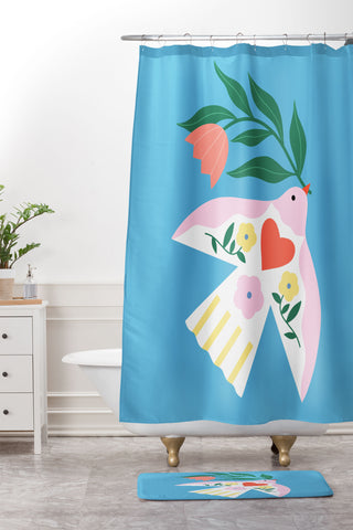Melissa Donne Botanical Bird I Shower Curtain And Mat