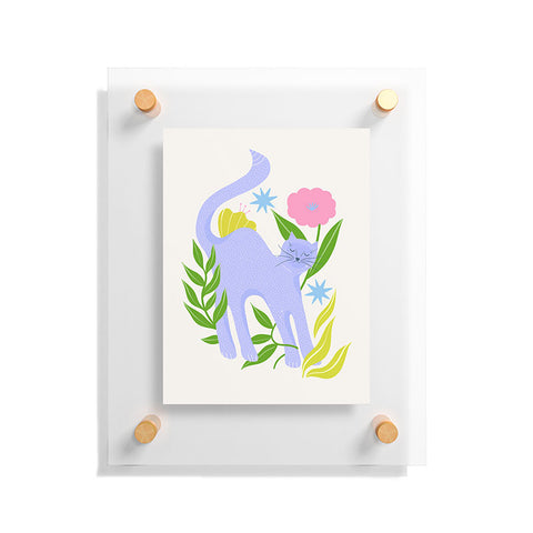 Melissa Donne Cat in Flower Garden Floating Acrylic Print