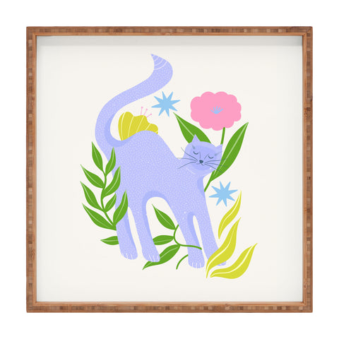 Melissa Donne Cat in Flower Garden Square Tray
