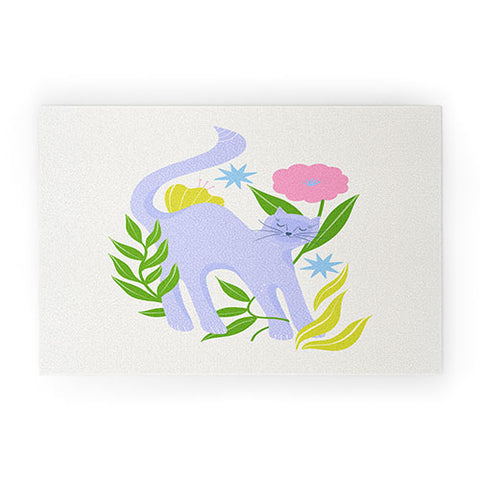 Melissa Donne Cat in Flower Garden Welcome Mat