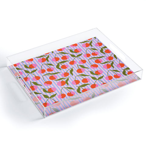 Melissa Donne Cherries and Stripes Acrylic Tray