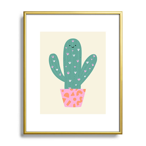 Melissa Donne Happy Cactus Metal Framed Art Print