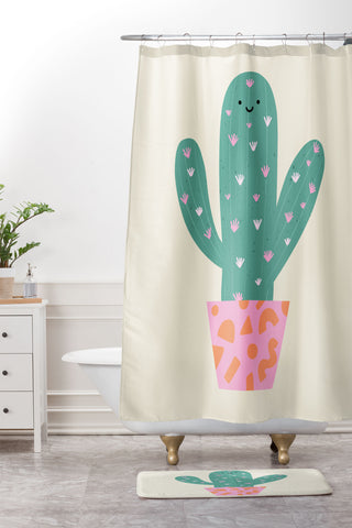 Melissa Donne Happy Cactus Shower Curtain And Mat
