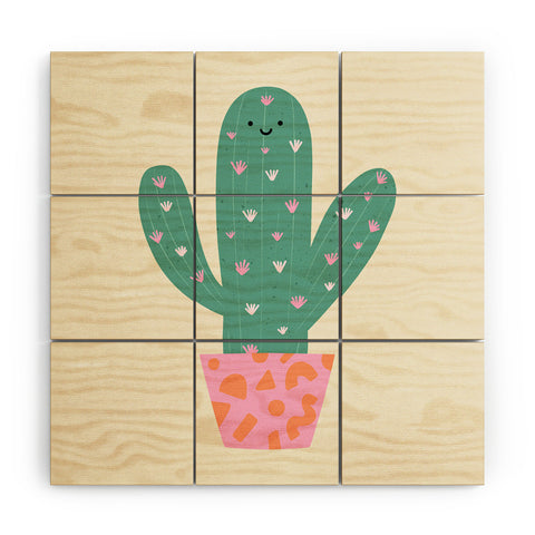 Melissa Donne Happy Cactus Wood Wall Mural