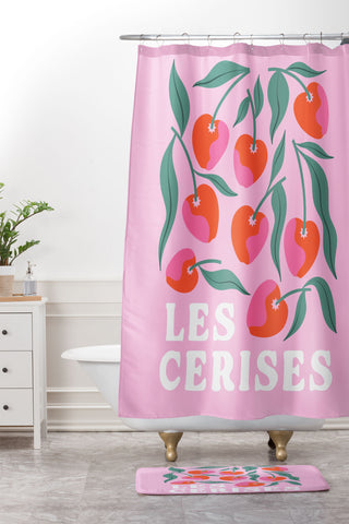 Melissa Donne Les Cerises Shower Curtain And Mat