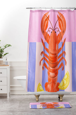 Melissa Donne Lobster with Lemons Shower Curtain And Mat