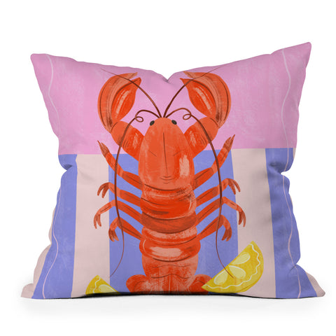 Melissa Donne Lobster with Lemons Throw Pillow