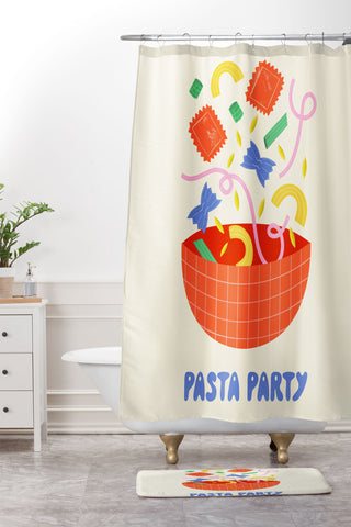 Melissa Donne Pasta Party Shower Curtain And Mat