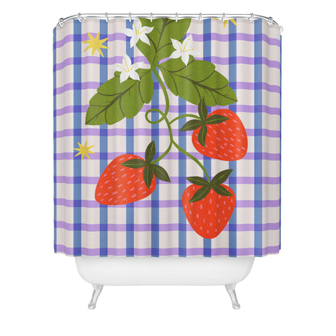 Melissa Donne Strawberries and Stars Shower Curtain