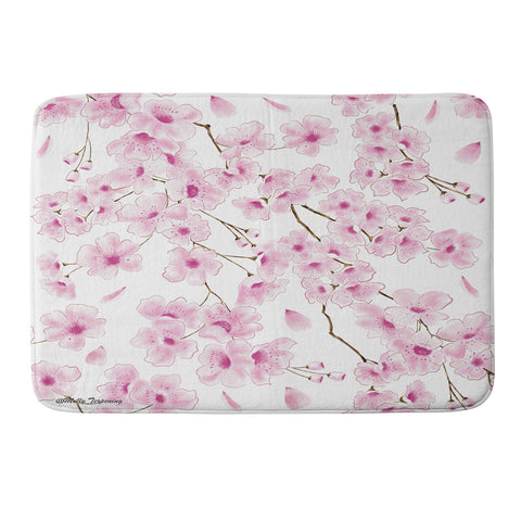 Melly Terpening Cherry Blossom in White Memory Foam Bath Mat