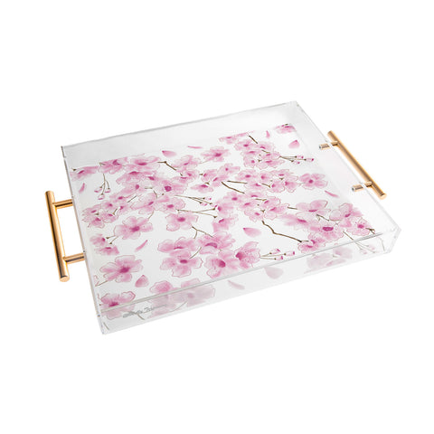 Melly Terpening Cherry Blossom in White Acrylic Tray