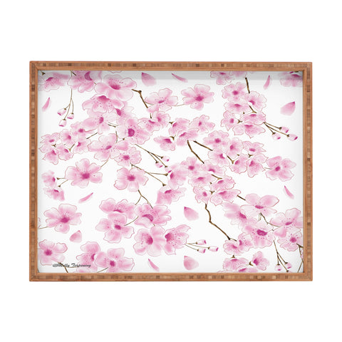 Melly Terpening Cherry Blossom in White Rectangular Tray