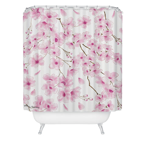 Melly Terpening Cherry Blossom in White Shower Curtain