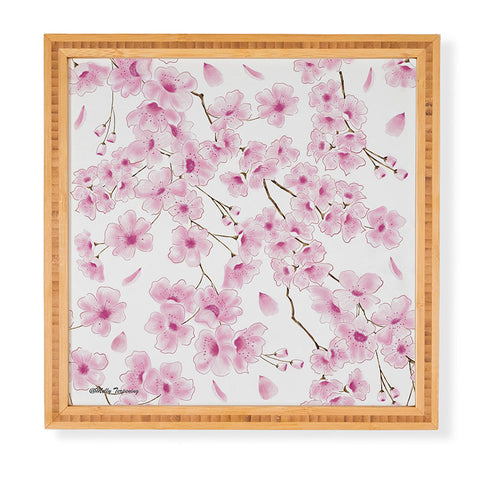 Melly Terpening Cherry Blossom in White Framed Wall Art