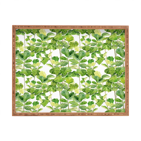 Melly Terpening Fiddle Leaves Fig Watercolor Rectangular Tray