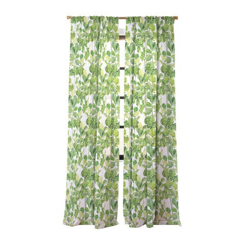 Melly Terpening Fiddle Leaves Fig Watercolor Sheer Window Curtain