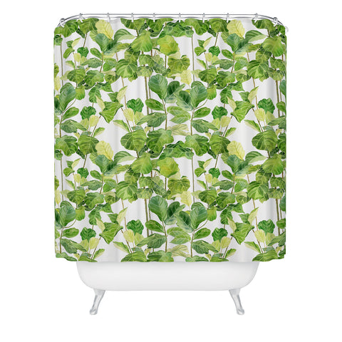Melly Terpening Fiddle Leaves Fig Watercolor Shower Curtain