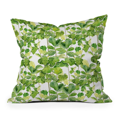 Melly Terpening Fiddle Leaves Fig Watercolor Outdoor Throw Pillow