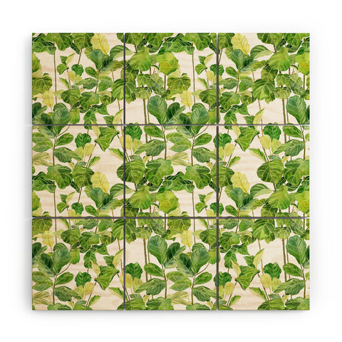 Melly Terpening Fiddle Leaves Fig Watercolor Wood Wall Mural