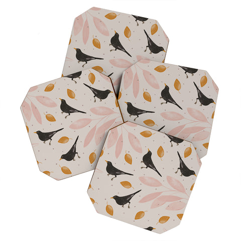 Menina Lisboa Blackbird in the Fall Coaster Set