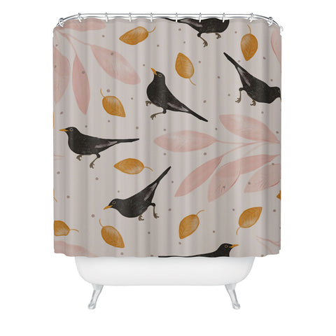 Menina Lisboa Blackbird in the Fall Shower Curtain