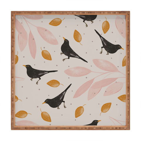 Menina Lisboa Blackbird in the Fall Square Tray