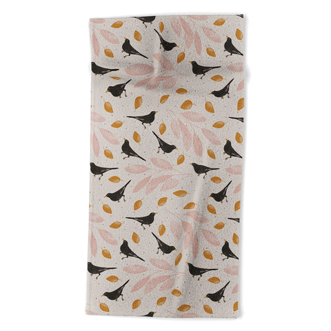 Menina Lisboa Blackbird in the Fall Beach Towel