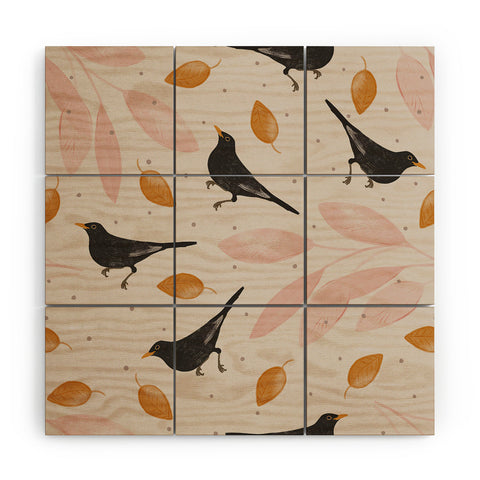 Menina Lisboa Blackbird in the Fall Wood Wall Mural
