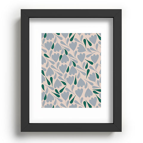 Menina Lisboa Blue Green Flowers Recessed Framing Rectangle