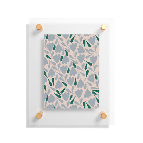 Menina Lisboa Blue Green Flowers Floating Acrylic Print